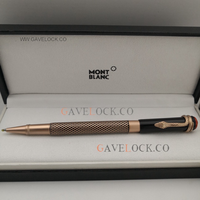 Copy Heritage Collection Mont Blanc Pen With Snake Clip Rose Gold Rollerball Pen